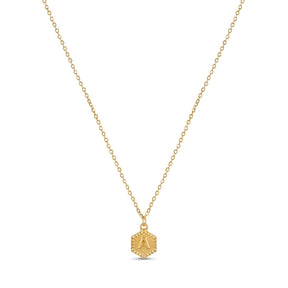 Hex Initial Letter Necklace - Gold