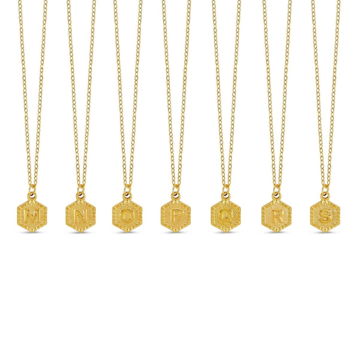 Hex Initial Letter Necklace - Gold