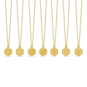 Hex Initial Letter Necklace - Gold