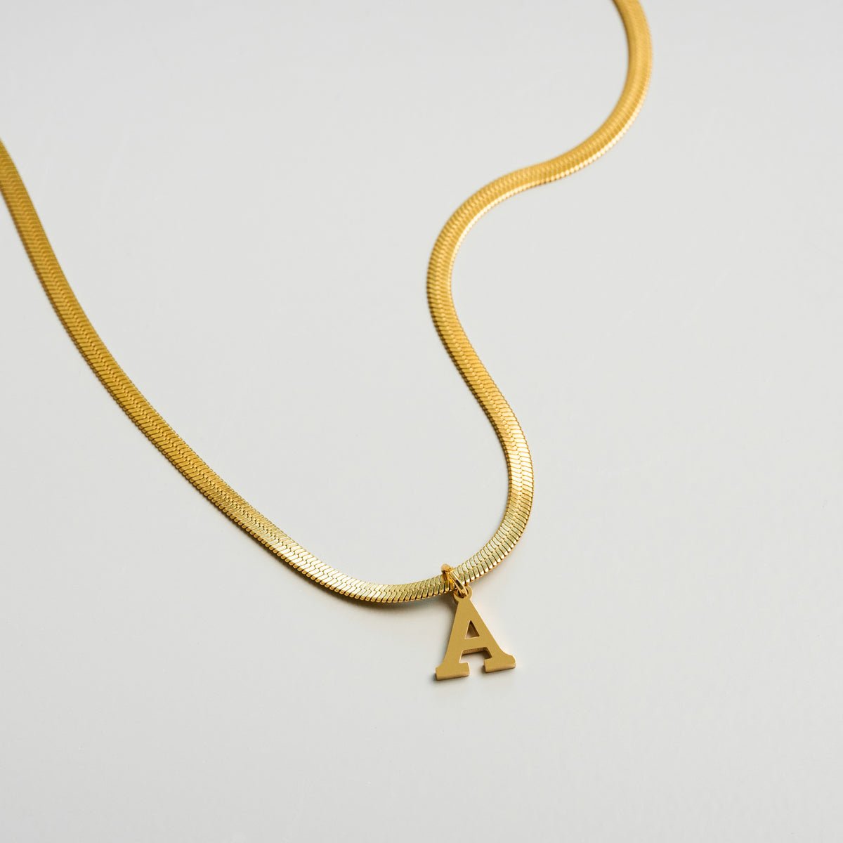 Initial Letter Chain Knit  Necklace - Gold