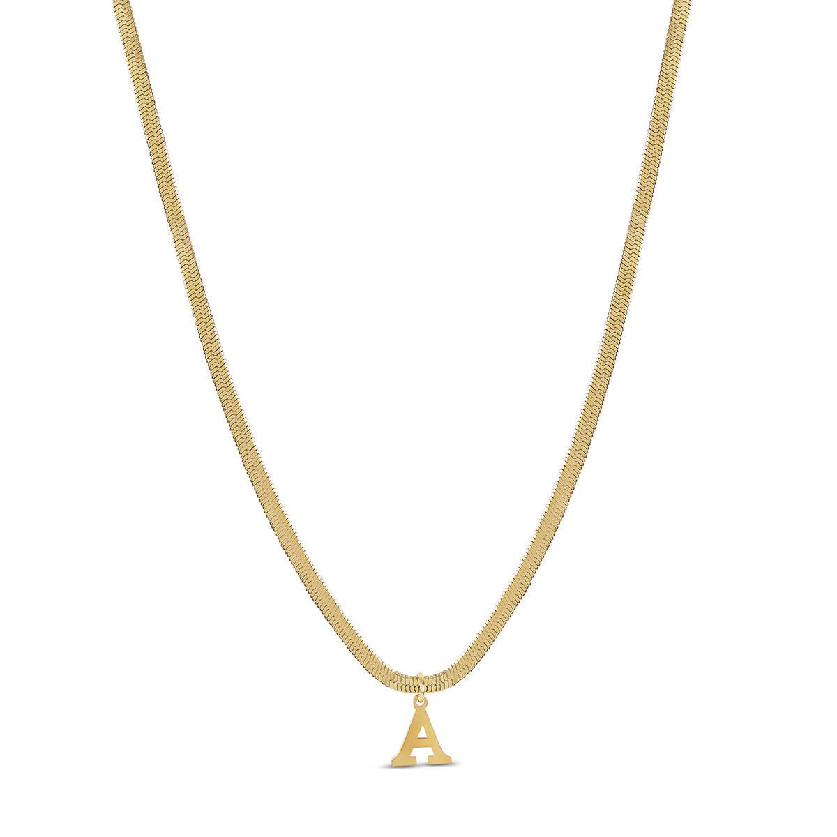 Initial Letter Chain Knit  Necklace - Gold