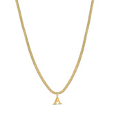 Initial Letter Chain Knit  Necklace - Gold