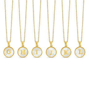 Marble Initial Necklace - Gold