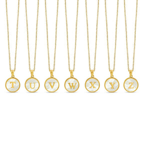 Marble Initial Necklace - Gold