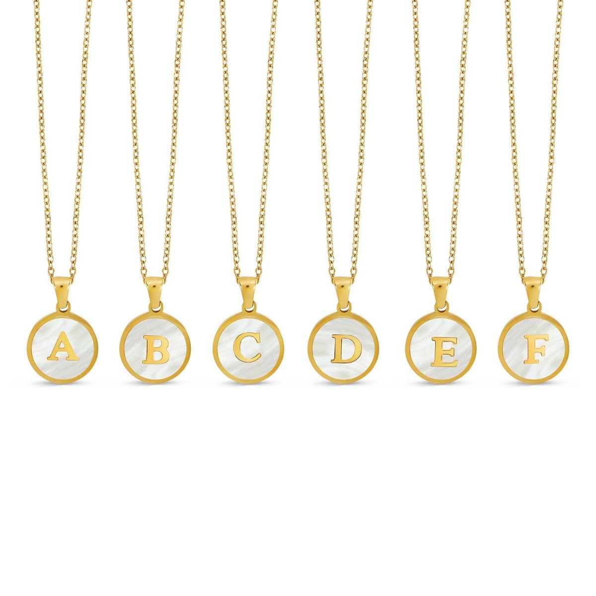 Marble Initial Necklace - Gold