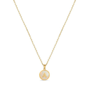 Marble Initial Necklace - Gold