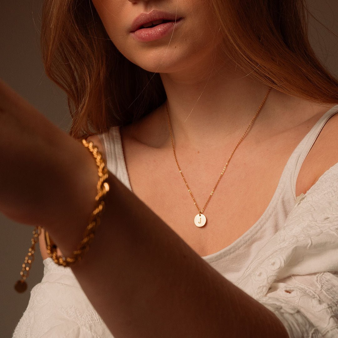 Minimalist Initial Letter Necklace - Gold