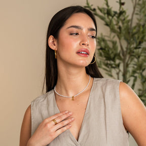 Initial Letter Pearl Necklace - Gold