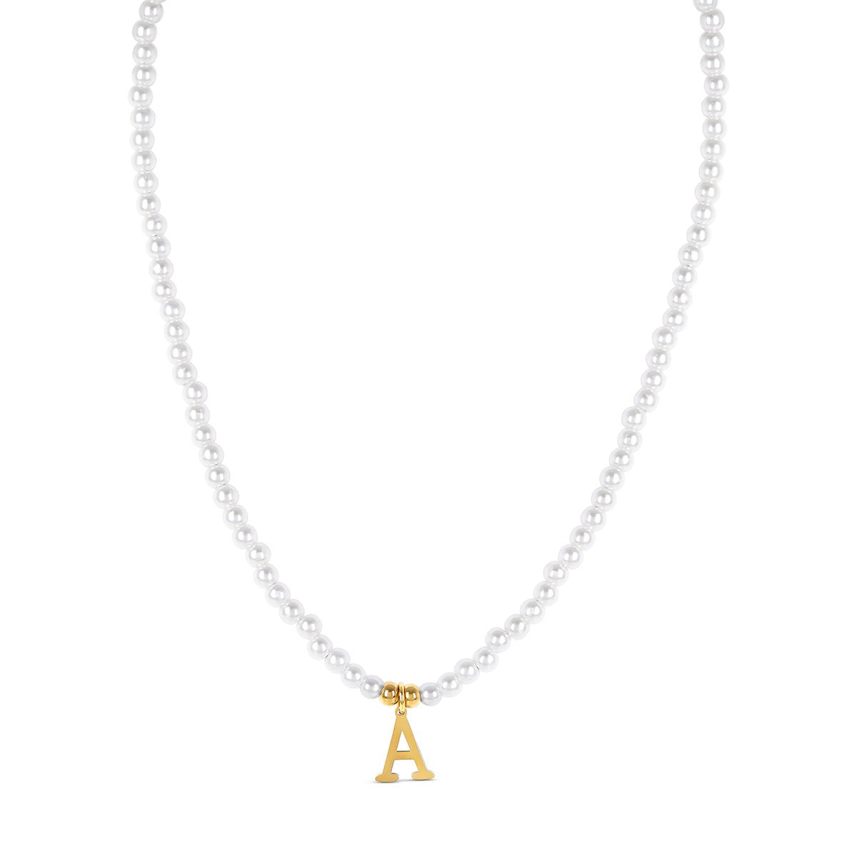 Initial Letter Pearl Necklace - Gold