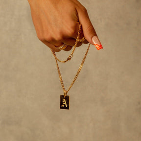 Modern Initial Letter Necklace - Gold