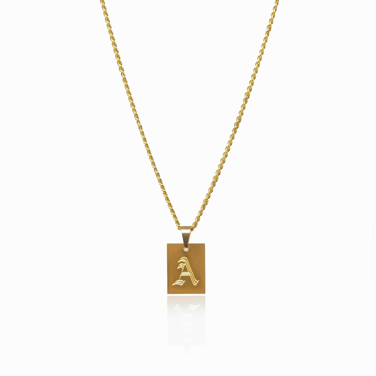 Modern Initial Letter Necklace - Gold