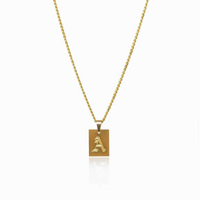 Modern Initial Letter Necklace - Gold
