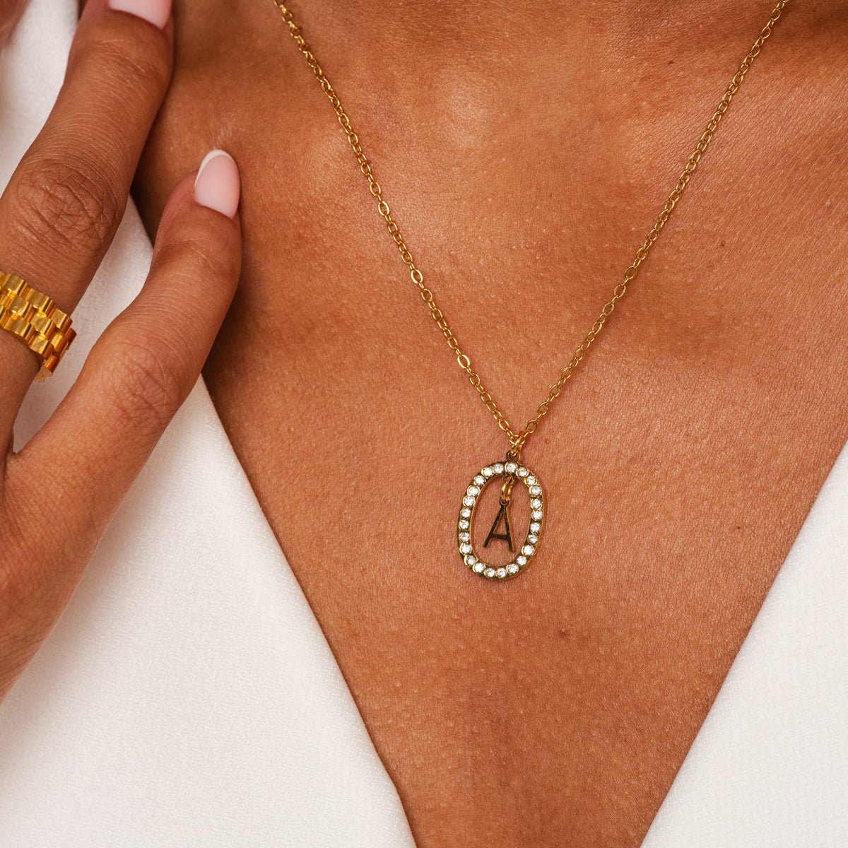 Prism Pendant Initial Necklace - Gold