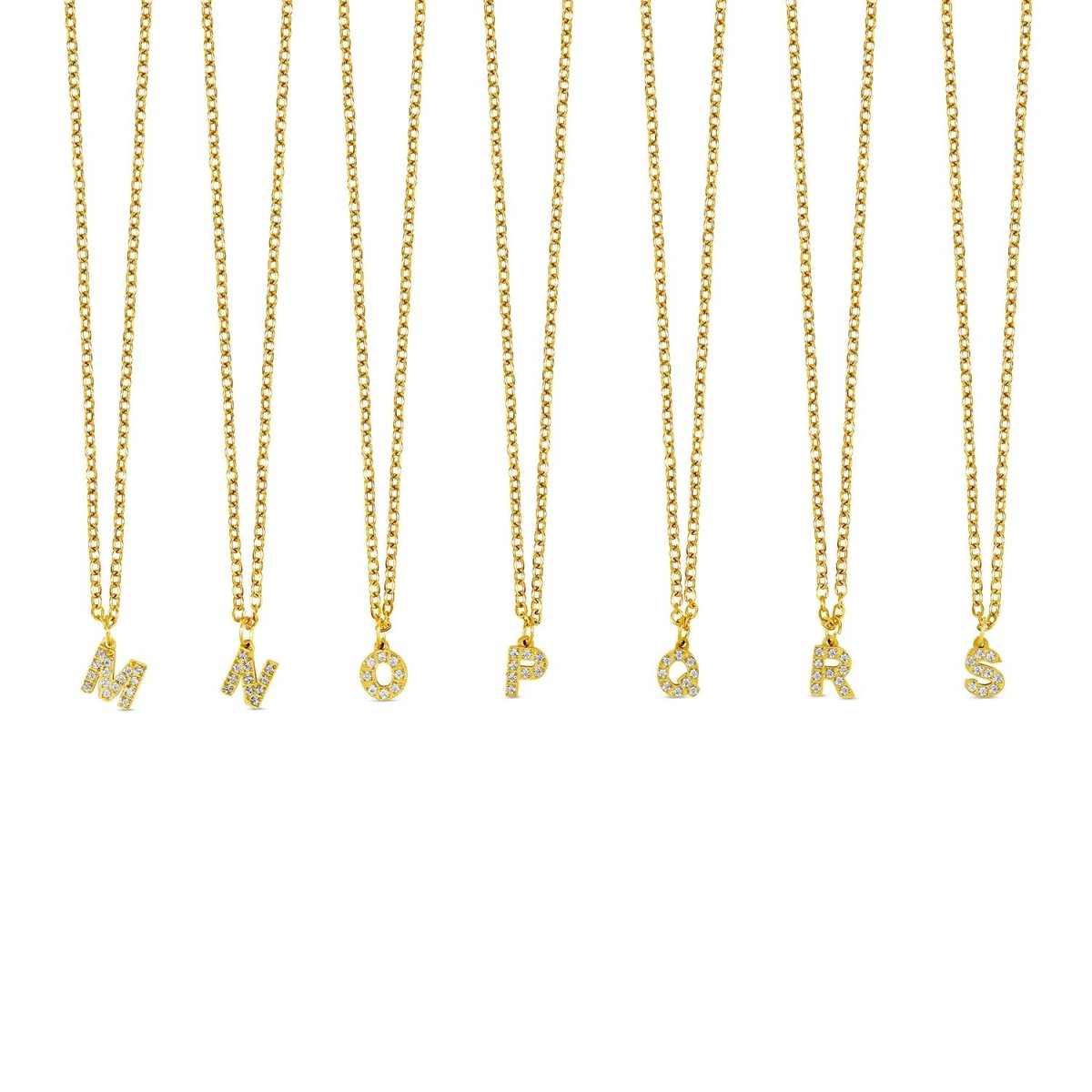 Initial Letter Necklace with Stone - Gold