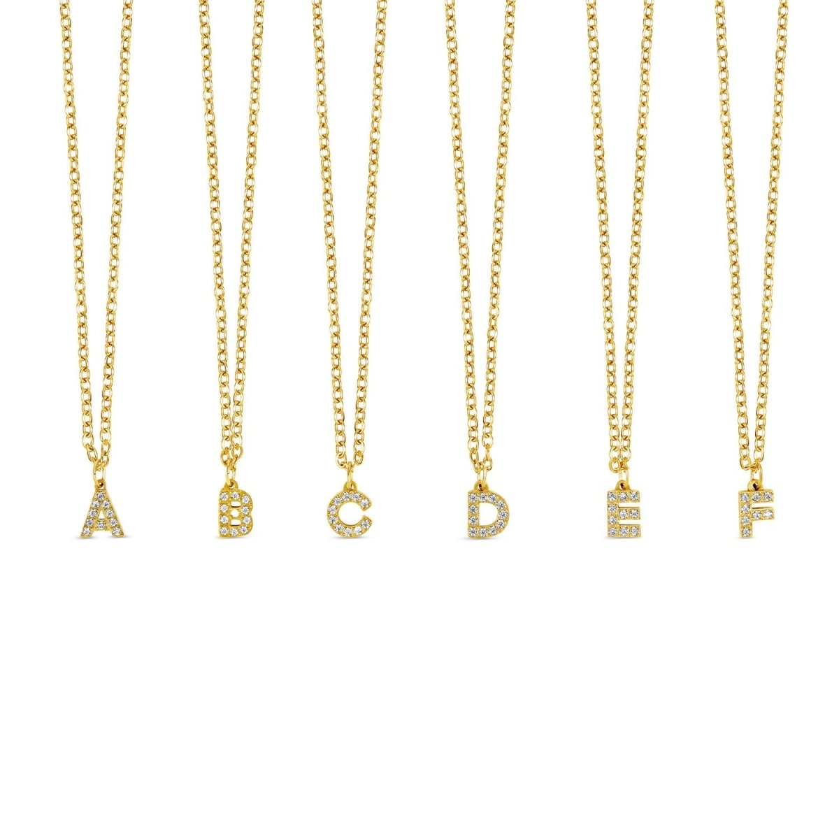 Initial Letter Necklace with Stone - Gold