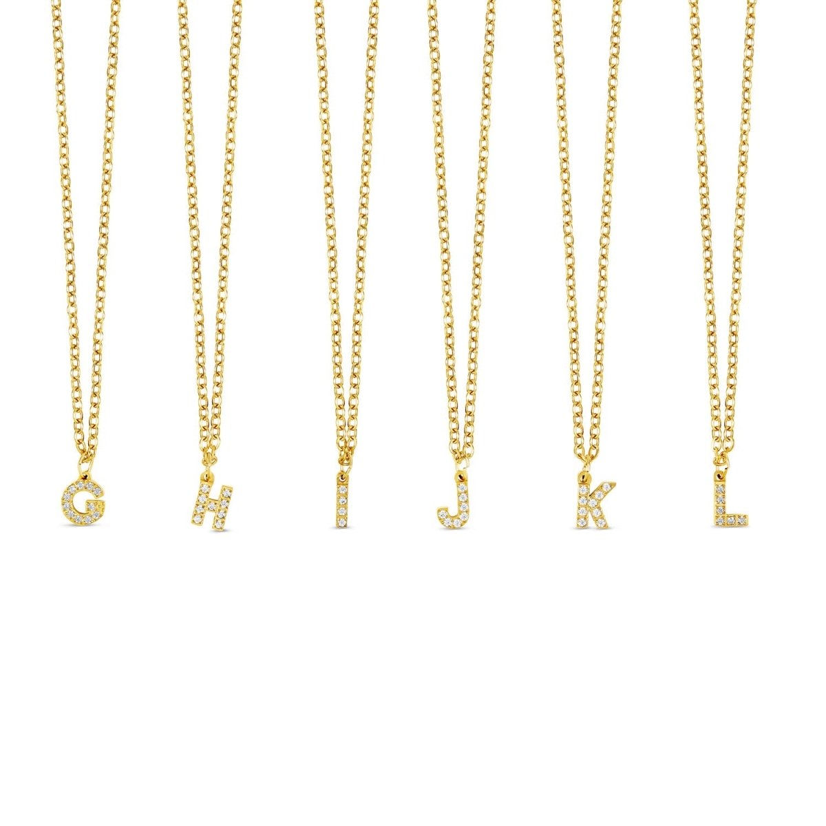 Initial Letter Necklace with Stone - Gold