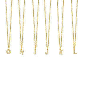 Initial Letter Necklace with Stone - Gold