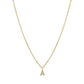 Initial Letter Necklace with Stone - Gold