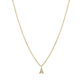 Initial Letter Necklace with Stone - Gold