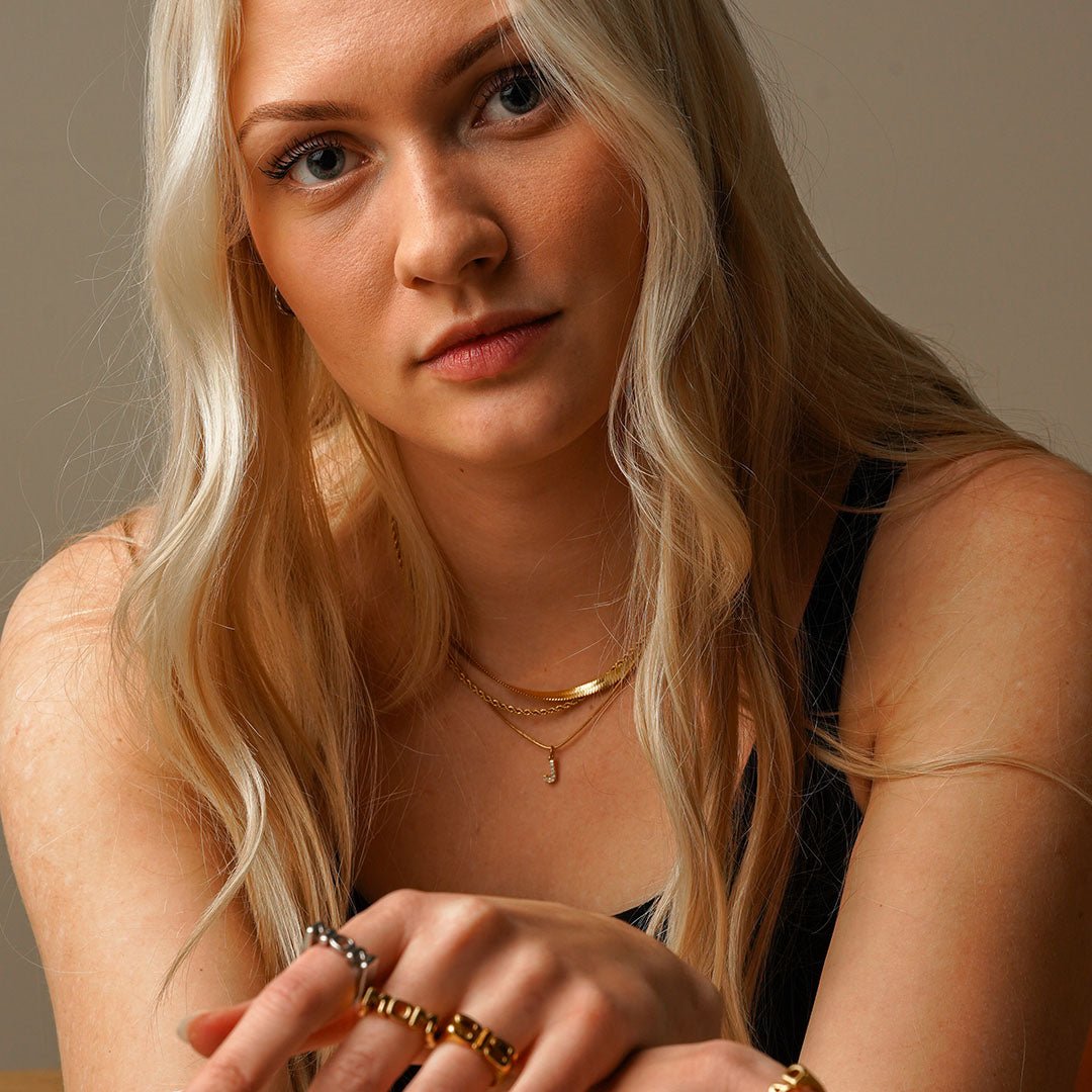 Initial Letter Zirconia Necklace - Gold