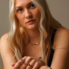 Initial Letter Zirconia Necklace - Gold