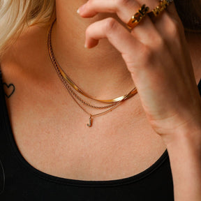 Initial Letter Zirconia Necklace - Gold