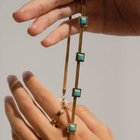 Aqua Mesh Necklace - Gold