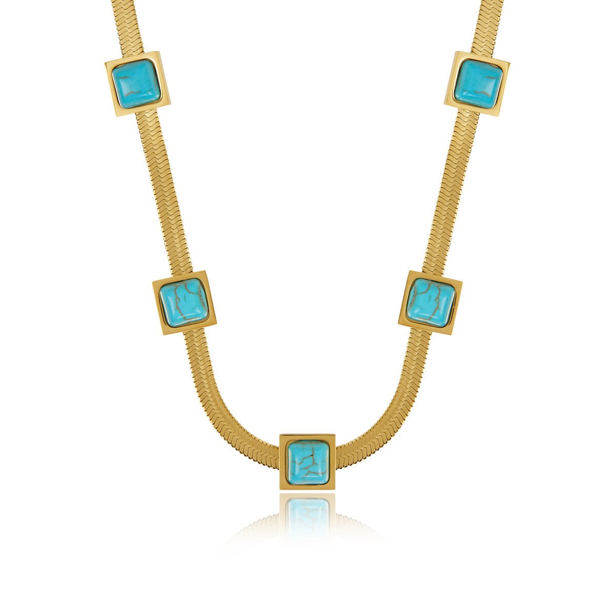 Aqua Mesh Necklace - Gold