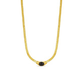 Onyx Stone Mesh Necklace - Gold