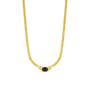 Onyx Stone Mesh Necklace - Gold