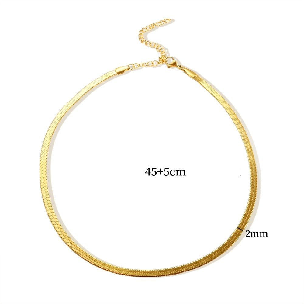 Thin Snake Mesh Necklace - Gold