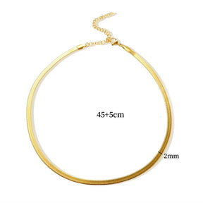 Thin Snake Mesh Necklace - Gold