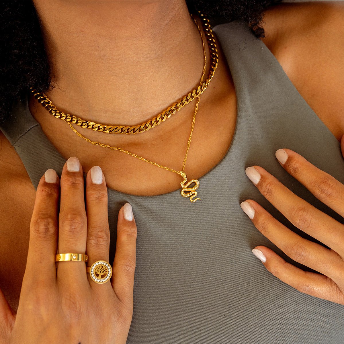 Snake Pendant Necklace - Gold