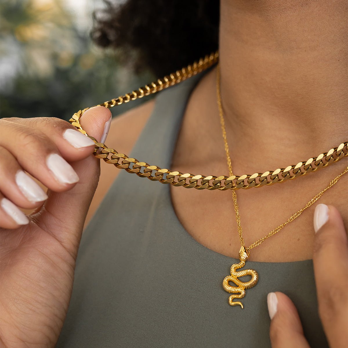Snake Pendant Necklace - Gold