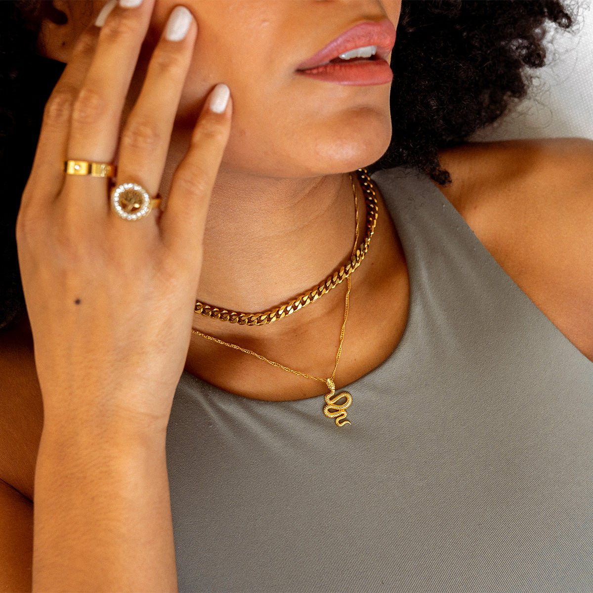 Snake Pendant Necklace - Gold