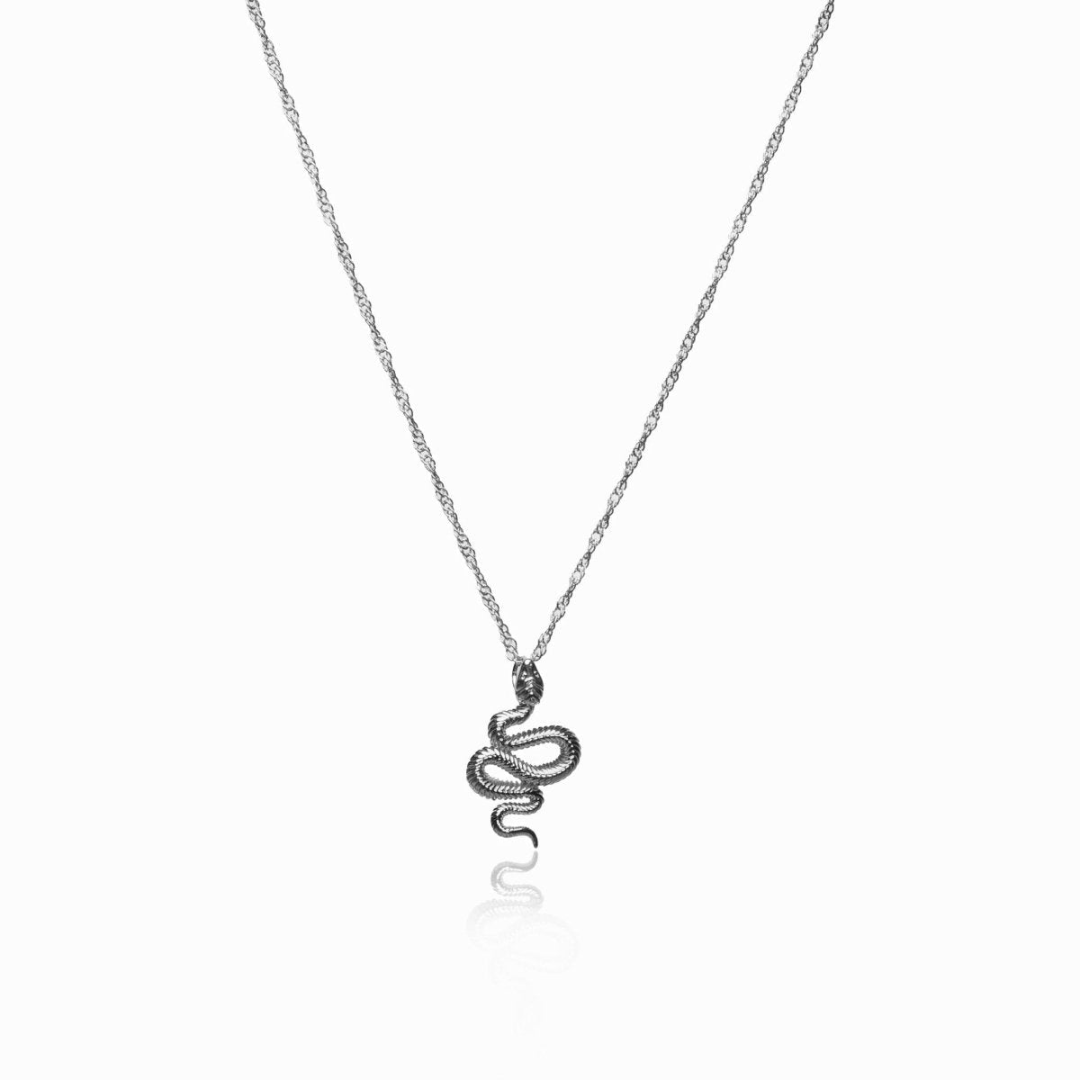 Serpent Pendant Necklace - Silver