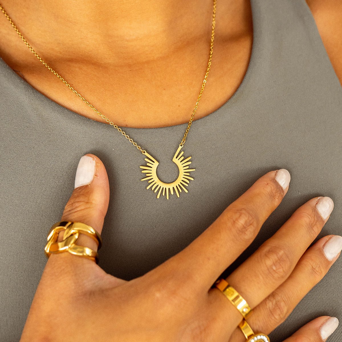 Spike Pendant Necklace - Gold