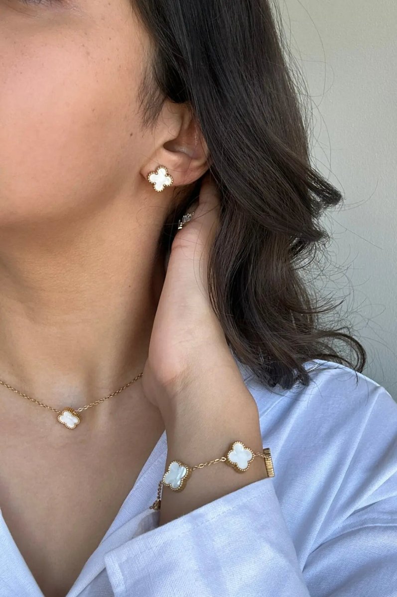 Four-Leaf Clover Earring & Necklace Set