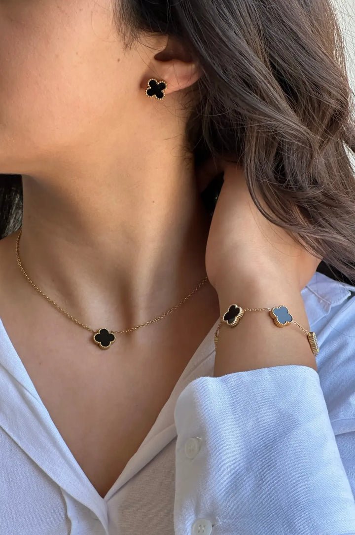 Four-Leaf Clover Earring & Necklace Set
