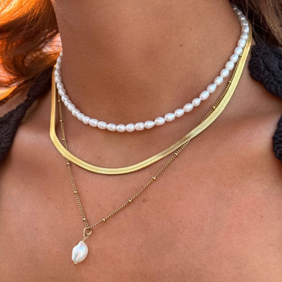 Noronha Triple Mix Necklace - Gold