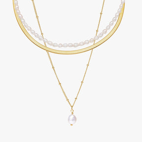 Noronha Triple Mix Necklace - Gold