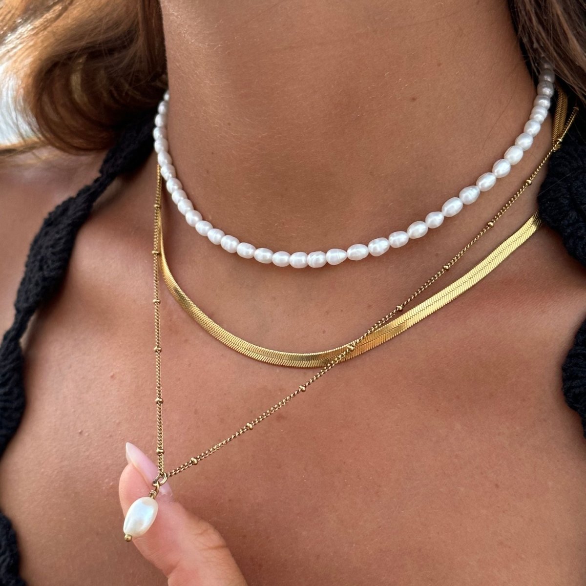 Noronha Triple Mix Necklace - Gold