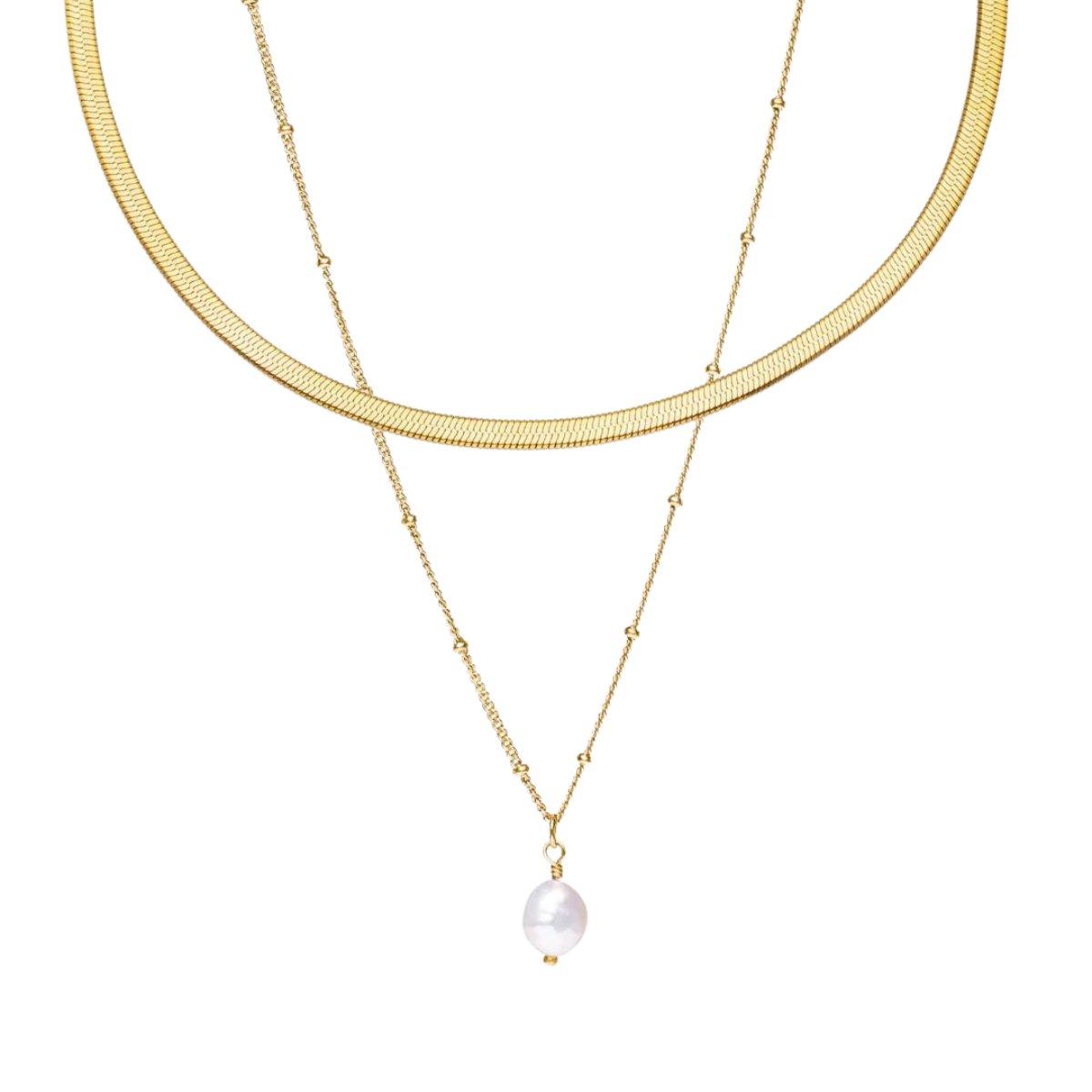 Mix Shine Double Layer Necklace - Gold