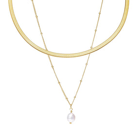 Mix Shine Double Layer Necklace - Gold