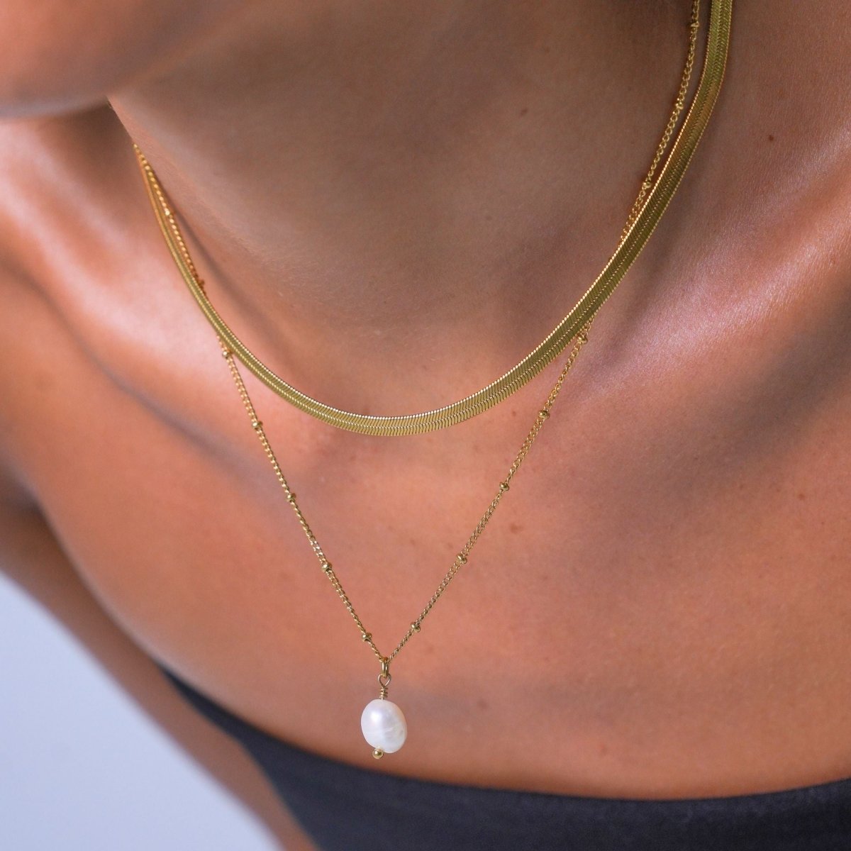 Mix Shine Double Layer Necklace - Gold