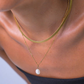 Mix Shine Double Layer Necklace - Gold