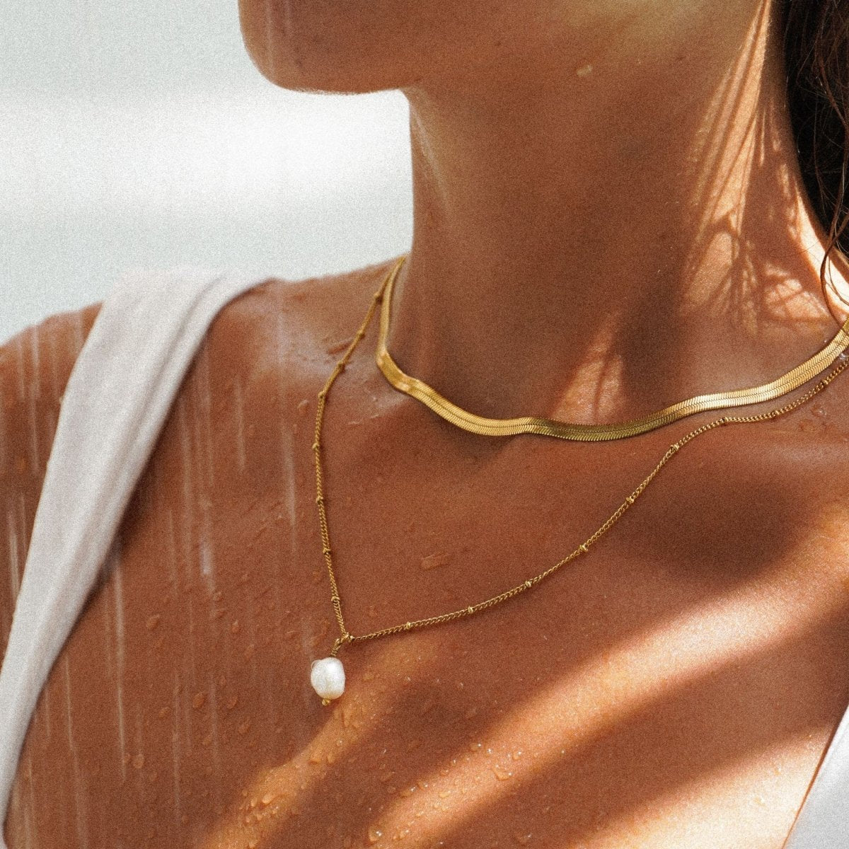 Mix Shine Double Layer Necklace - Gold
