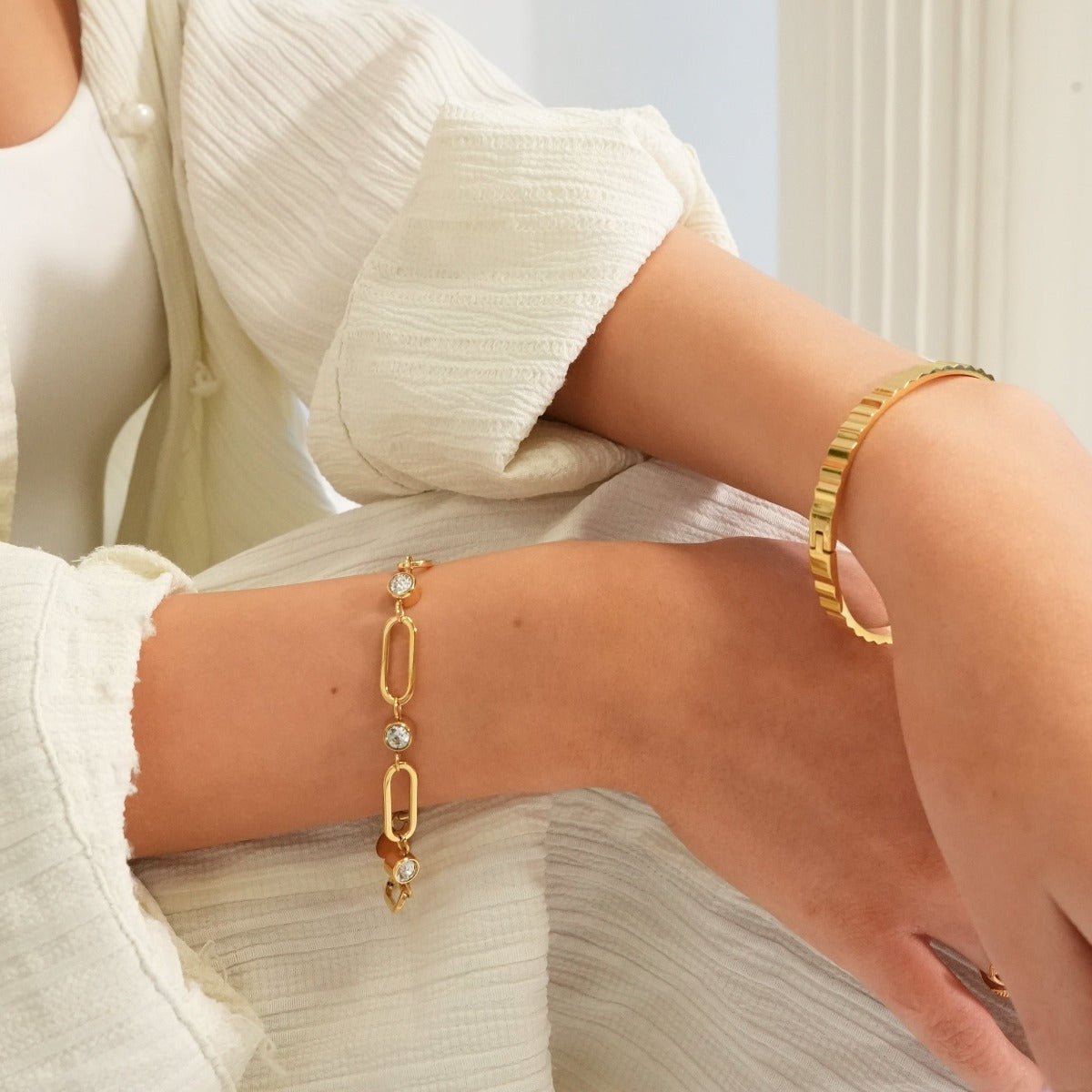 Crystal Link Bracelet - Gold