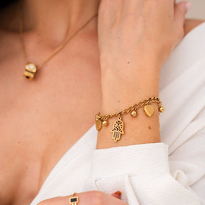 Hamsa Chain Bracelet - Gold