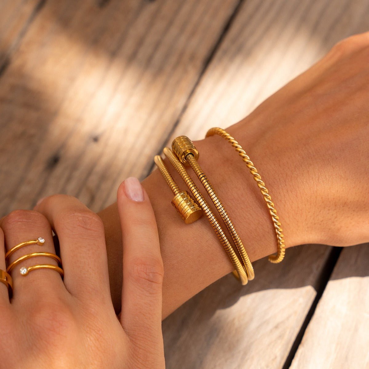 Triple Spiral Bracelet - Gold